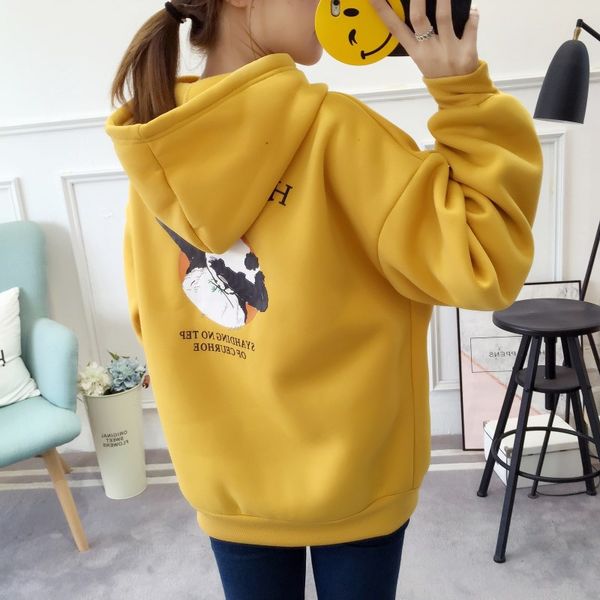 

women panda print hoodies sweatshirt outwear female long sleeve hooded pullover autumn winter oversized hoodies sweat femme, Black