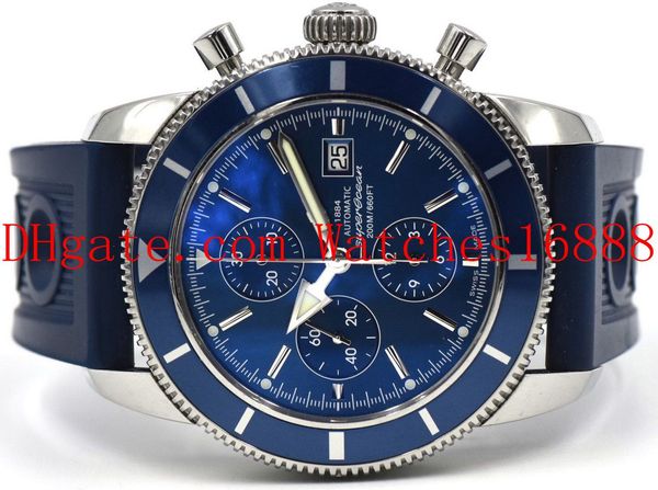 

superocean heritage chrono 46mm quartz watch a13320 blue dial and rubber band mens sports wrist watches, Slivery;brown