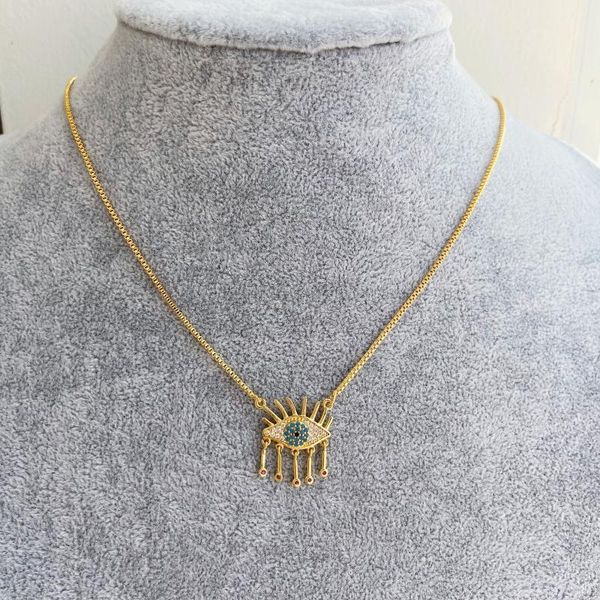 

hecheng blue eyes necklace cz wholesale adjustable necklace gold silver color copper jewelry for women accessories