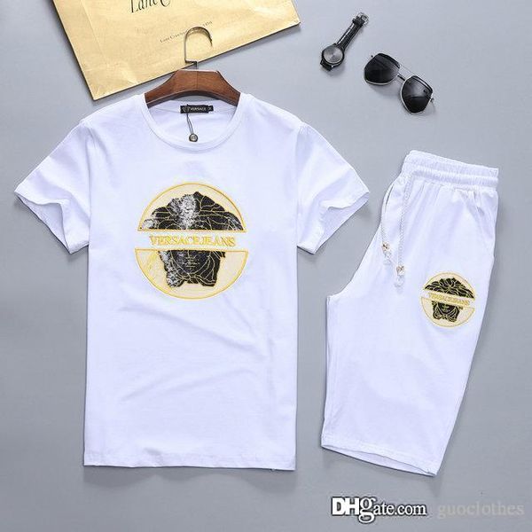 

wholesale-2020 new mens tracksuit medusa summer sport suit fashion men short sleeve tracksuit track suit colors -3xl ing, Gray
