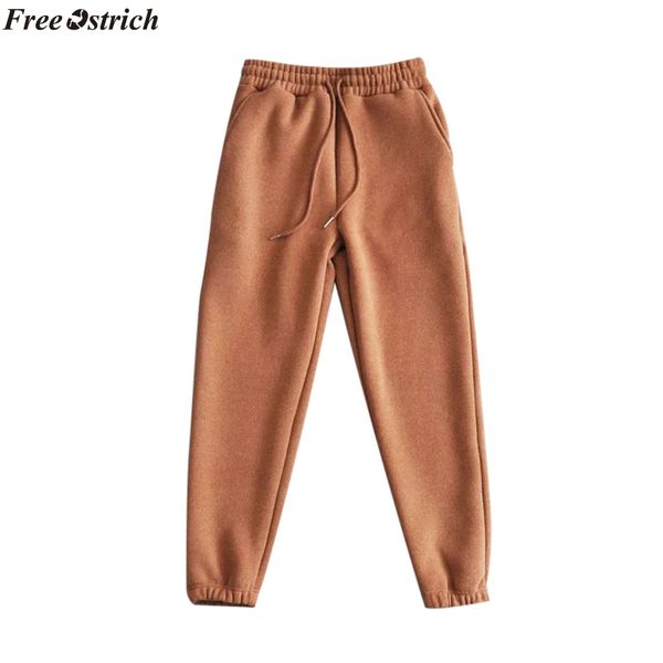 

ostrich 2019 ladies casual comfort pants solid color cloth cashmere harlan sports tight sweater exercise fitness trousers, Black;white