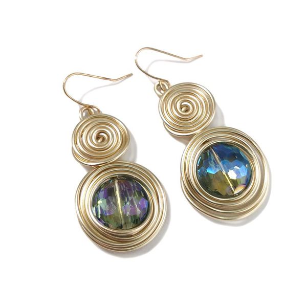 

manilai handmade big crystal dangle earrings for women fashion gold color wire helical dangle earrings selling wedding jewelry, Silver