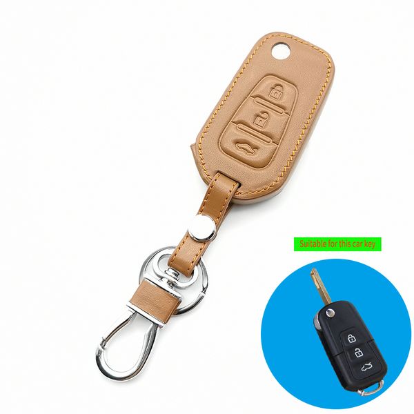 

soft texture leather remote control key cover case protection bag for lifan x60 3 buttons folding protective case