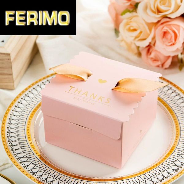 

50pcs square shape pink style gift box baby shower birthday party candy box sweet chocolate jelwery decoration storage packing