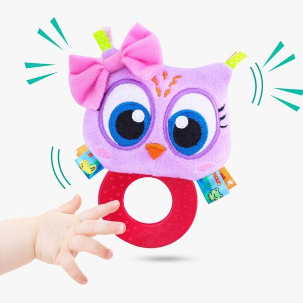 

baby infant plush rattle stuffed toy hand grasp teethers cute animal handbell ring newborns early development boys girls gift