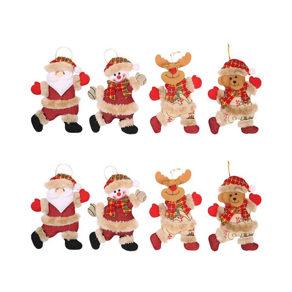 

8pcs merry christmas ornaments christmas gift santa claus snowman tree toy doll hang decorations for home