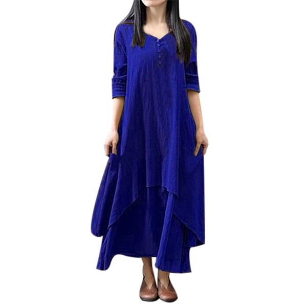 

2020 новых женщин вскользь сыпучие с длинным рукавом хлопок лен boho длинные платья нерегулярное платье riverdale elbise каваи вадим повседн, Black;pink
