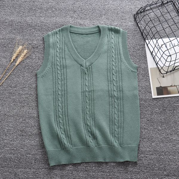 

fresh soft colour three twisted sweater vest high school woman japanese-style knitting pullover, Black;white
