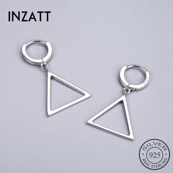 

inzatt minimalist real 925 sterling silver geometric dangle drop earrings round triangle for women party fashion jewelry gift