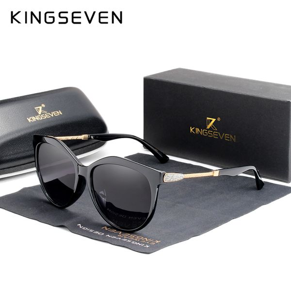 

kingseven 2020 polarized women's sunglasses gradient lens luxury sun glasses brand lentes de sol mujer y200415, White;black