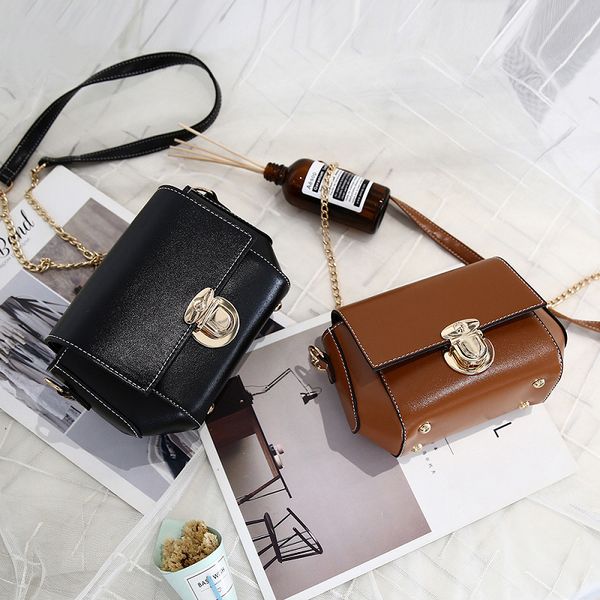 

fashion mini chain stitching flap metal lock crossbody messenger bags pu leather shoulder bag