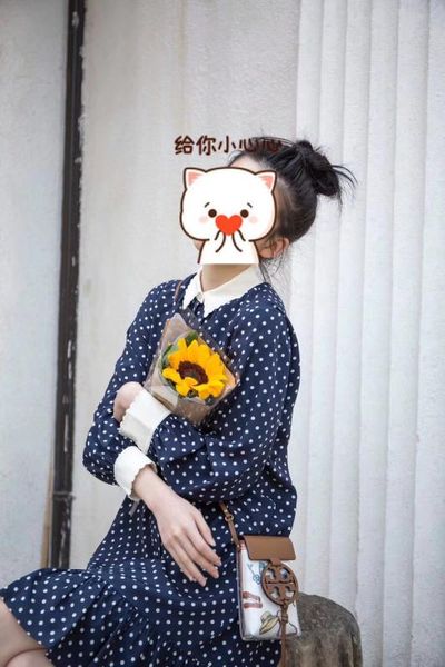 

women dress spring / summer 2020 dress fashion polka dot print long sleeve, Black;gray