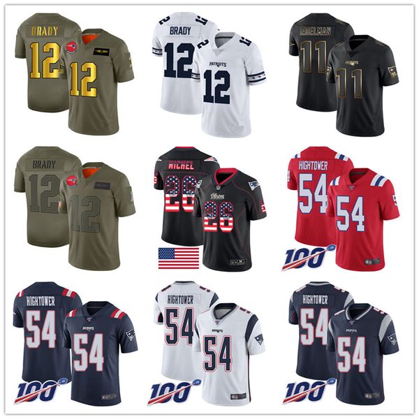 

New jer ey england 12 tom brady 87 rob gronkow ki patriot julian edelman ony michel dont 039 a hightower gordon tephon 2019 alute to e, Black;red