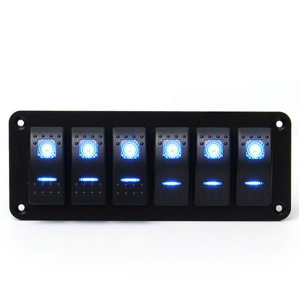 

12v rocker switch panel for caravan marine boat rv universal car boat switch panel lighter socket 6 gang blue led 12v 24v