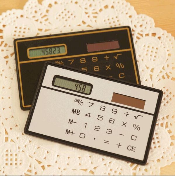 calcolatrice calda mini calcolatrice tascabile portatile ad energia solare ultra sottile delle dimensioni di una carta di credito a 8 cifre jxw395