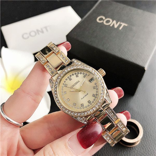

luxury fashion 30.9mm women watch stainless steel luxury lady big pink dial wristwatch famous women dress iced out watch, Slivery;black