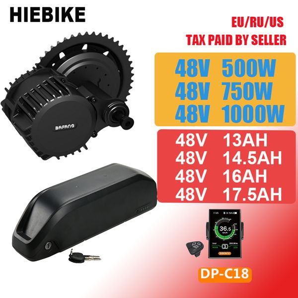 

bafang motor 48v 750w 500w 1000w ebike kit with battery 48v 13/14.5/16/17.5ah electric bicycle conversion kit 8fun bbs02b bbshd