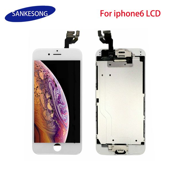 

для iphone 6 жк-дисплей полный комплект с дигитайзером рамка безель + главная кнопка+фронтальная камера полная сборка бесплатная доставка dh
