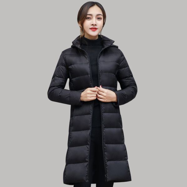 

fashion hooded warm down jacket women winter new casual large size 4xl down coats black slim white duck long section coats