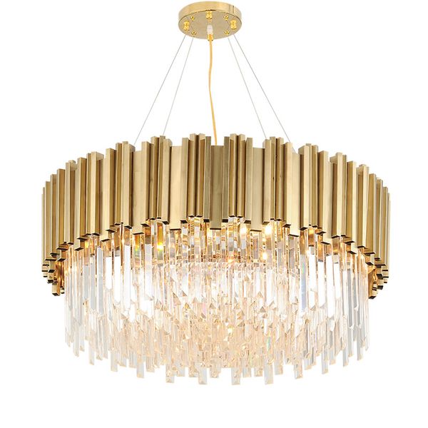 

crystal chandelier lighting round golden postmodern lustre suspension luminaire led lamp for dinning room living room