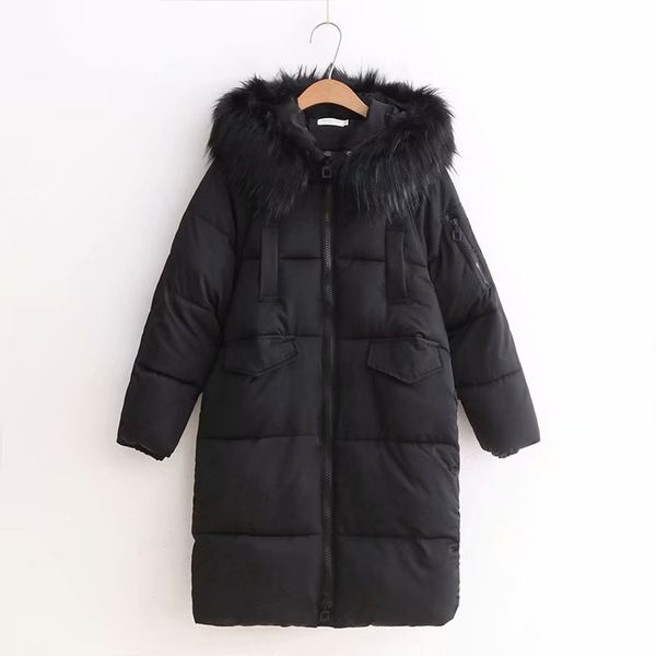 

2020 winter jacket women new coats artificial raccoon collar female parka black thick cotton padded lining ladies