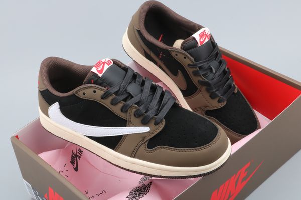 

1 high og travis scotts cactus jack suede dark mocha ts sp 3m basketball shoes men women 1s low travis scotts sneakers, White;red