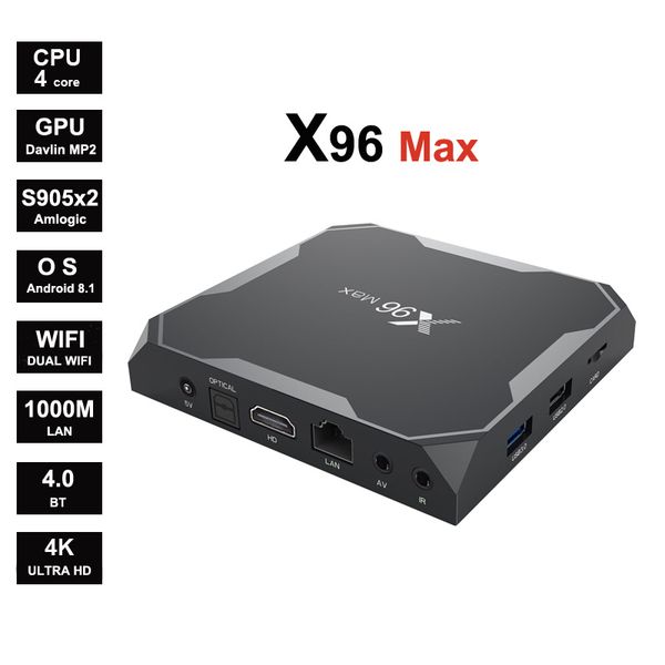 

X96max android 8 1 tv box amlogic 905x2 quadcore uppot 4k 2 4g 5 8g wifi mart tv box