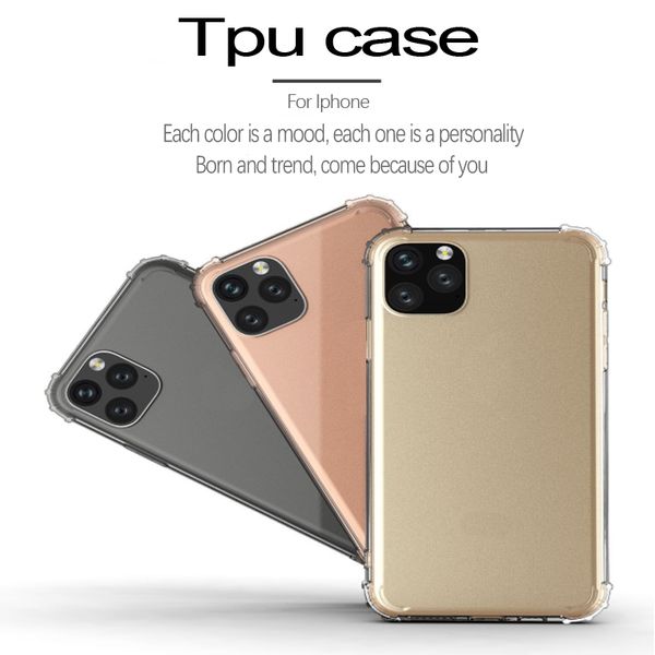 

back cover for iphone 11 pro 7 8 6 6s plus transparent soft tpu case anti-fall case