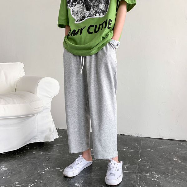 

sweatpants men's fashion solid color cotton casual pants men streetwear wild loose straight pants mens joggers track m-2xl, Black