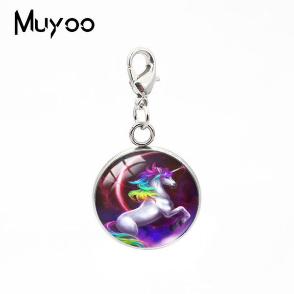 

selling jewelry new mysterious unicorn round charm pendant lucky horse pattern pendants glass cabochon jewelry, Bronze;silver