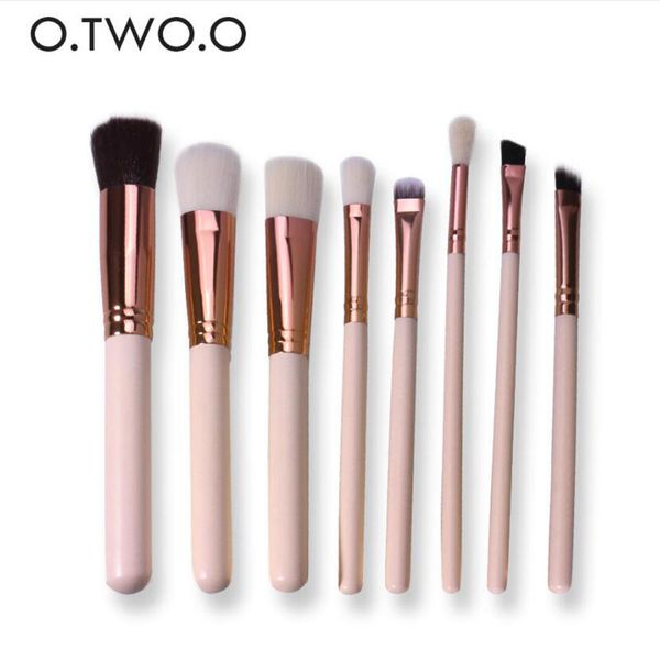 O.TWO.O 8 pcs Cosméticos Jogo de Escova rosa pincéis Beleza Eye Primer Em Pó Escova de Blush Kit de Maquiagem de Cabelo Sintético Macio