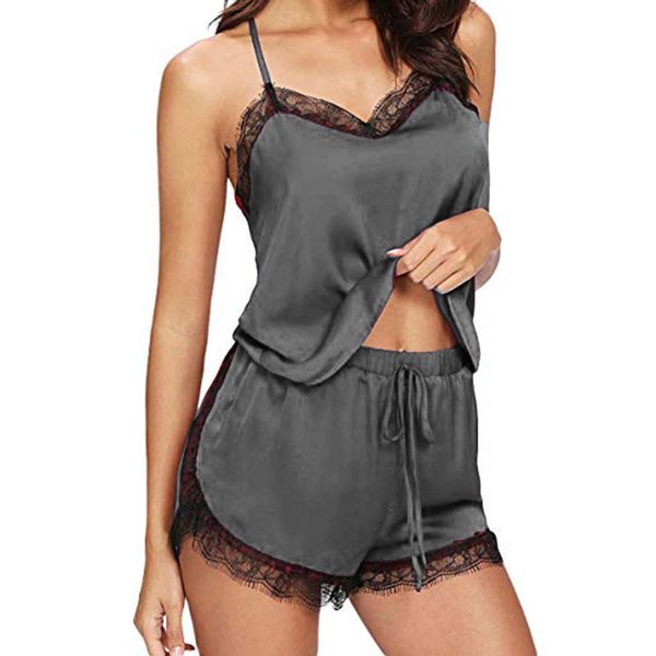 

pyjamas women vintage women lingerie summer 2019 sleepwear sleeveless cami lace short pajama set pyjama femme, Black;red