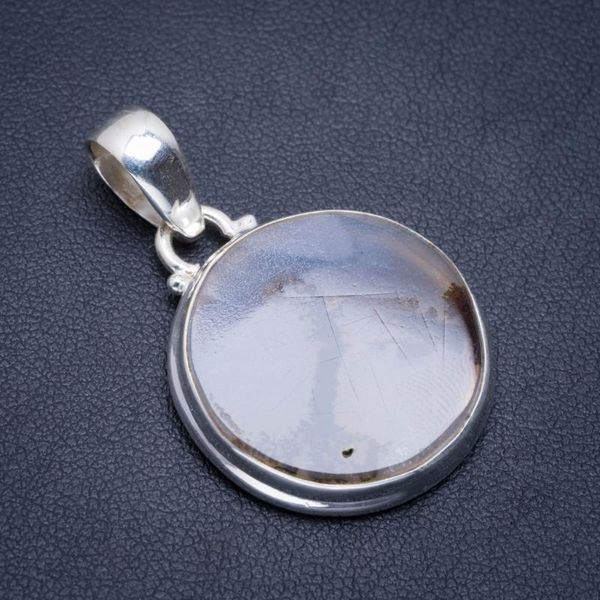 

lockets natural russian dendritic agate handmade unique 925 sterling silver pendant 1.5" a1762