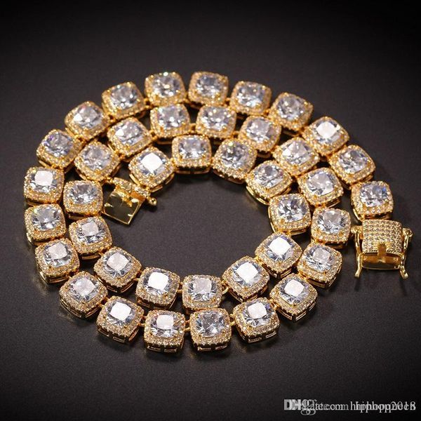 

hip hop bling chains jewelry mens iced out diamond tennis chain necklace bracelet square zircon necklaces 7inch-24inch, Silver