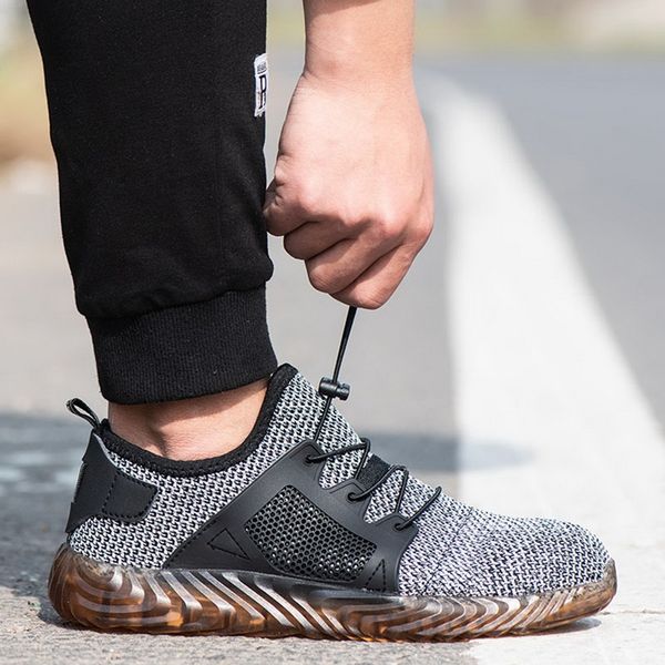 

2019 indestructible ryder men shoes steel toe air safety casual shoes puncture-proof work sneakers breathable, Black