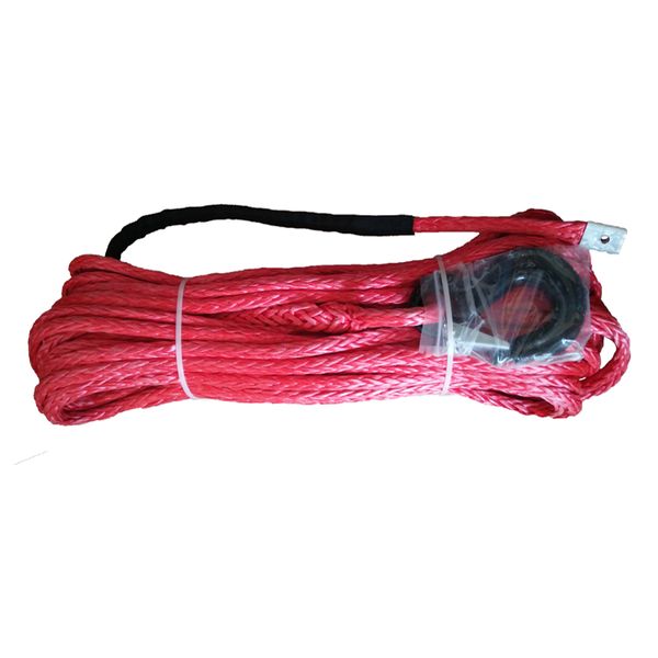 

10mm x 30m 12 strand winch rope/line with hook red color