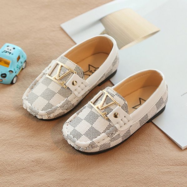 

Christmas fashion letter Children Peas New Boy Small PU British Wind leather Child loafers Soft bottom White toddler Casual shoes