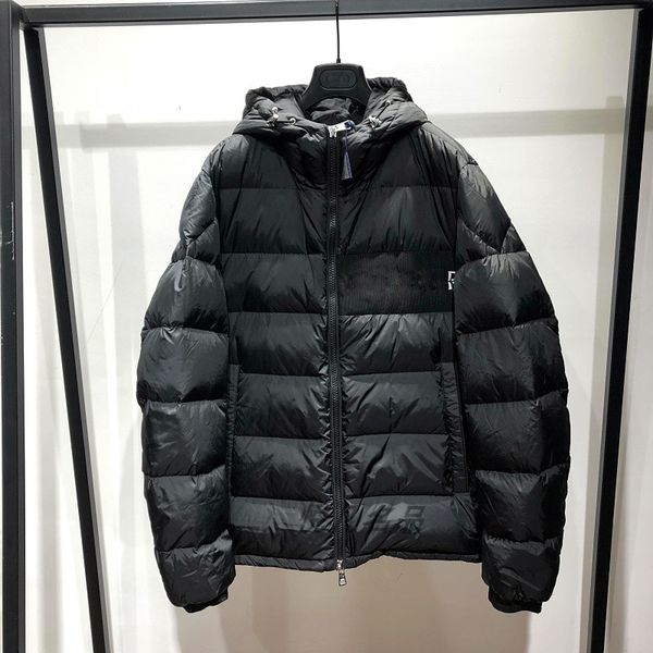 

men's down parkas jacket loose short winter outdoor clothing thick warm 2019 new ski suit european authentic hooded letter embroidery l, Black