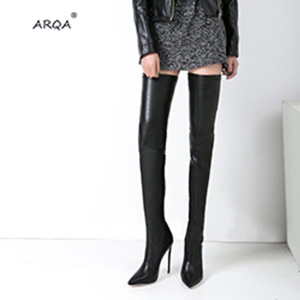 

arqa 2019 winter new trend fashion european and american style for women's pointed high-heeled boots, Black