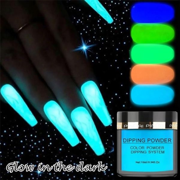 

1box fluorescent neon phosphor dipping powder luminous nail art decorations fluorescent glitter glow pigment dust uv gel polish, Silver;gold