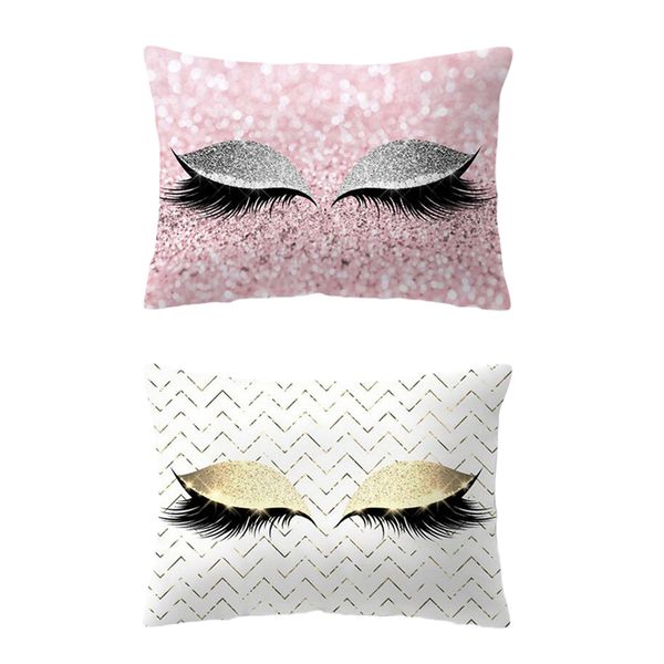 

2pcs eyelash printed throw pillow cover square cushion cover sofa pillow case