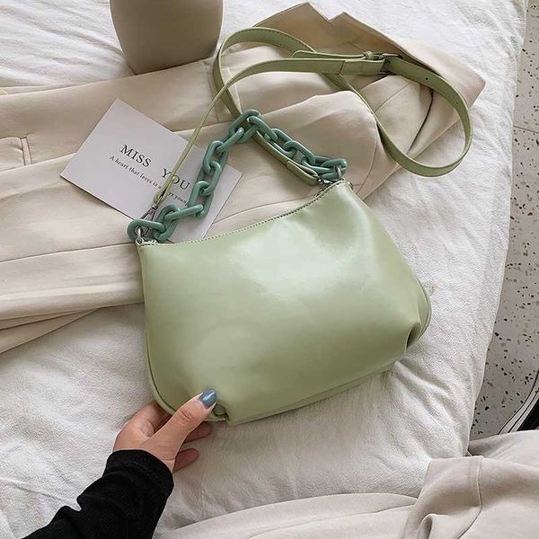 

acrylic chain solid color small pu leather crossbody bags for women 2020 simple handbags female shoulder bags travel bag