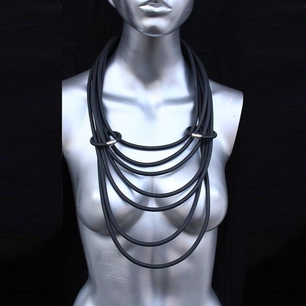 

yd&ydbz fashion pendant necklace for women jewelry 2019 new rubber necklaces bondage body handmade collar chains punk rave gifts, Silver