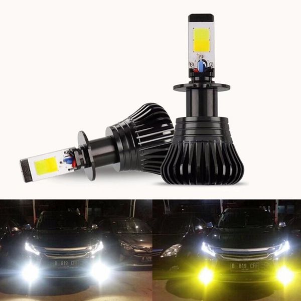 

new 2pcs/lot led h1 h3 h7 h8 9005 880 led bulb dual color car fog lights drl lamp auto 12v - 24v