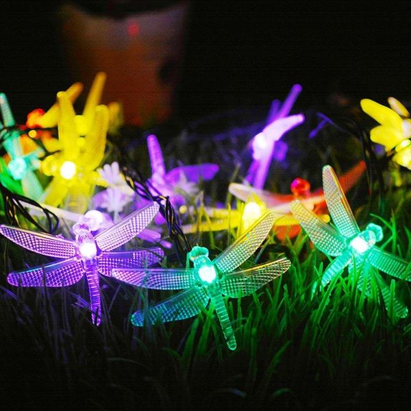 

brelong dragonfly solar string light 8 mode multicolor waterproof solar fairy light crystal dragonfly led interior light, lawn