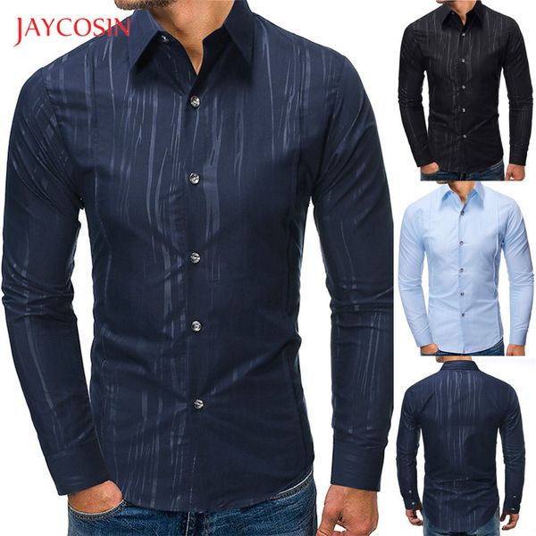 

joycosin зима мужчины рубашка 2019 новый бизнес мужская одежда сплошной цвет полоса с длинным рукавом отворотом воротник вечернее платье руб, White;black