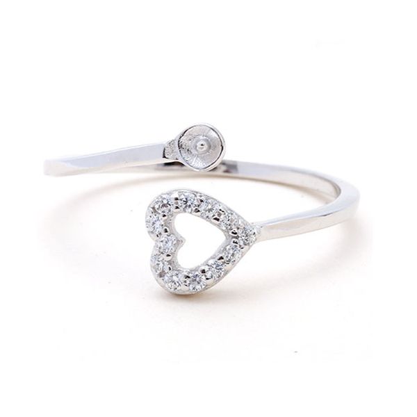 

fashionable love freshwater pearl jewelry settings mount female s925 sterling silver open diy accessories, Slivery;crystal