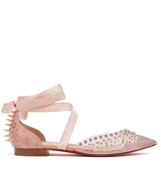 

red bottom high heels women pointed toe pvc rivets mechante reine ankle wrap around ribbons pump studded covered heel wedding party shoes, Black