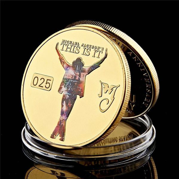 

Decoration Crafts Singer Michael Jackson King Of Pop 1958-2009 Gold Plated Collection Coin in Case Art