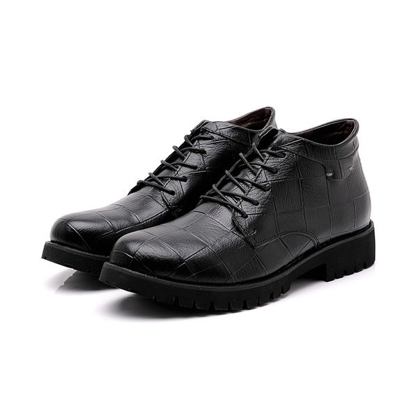 

new fashion embossed leather boots, genuine leather men's shoes, soft leisure shoes, men's shoes boots, Black